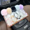 Cadena de Teléfono de Pompones de Felpa Suave con Cuentas de Cristal Llavero Creativo de Cuentas de Cristal Colgante Brillantante Strass Colgante de Bolso de Moda