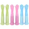 Uma variedade de luvas domésticas pvc cor curta estendida limpeza lavanderia louça cozinha esfregona espessada anti-óleo anti-incrustante