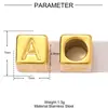 Collar de Acero de Titanio con Cuentas Cuadradas Europeas y Americanas, 26 Letras Inglesas DIY, Pulsera A-Z para Mujer, Accesorios de Joyería de Acero Inoxidable