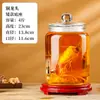 Botella de Vino de Vidrio con Grifo, Tarro Medicinal Sellado de Alta Gama de Gran Capacidad para Elaboración de Vino, Tarro de Almacenamiento de Vino con Ginseng y Cuerno de Ciervo