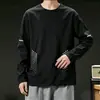 [Destacado] Camiseta Fina de Manga Larga de Otoño para Hombre, Elástica, de Secado Rápido, Corte Holgado, Trendy Casual Cuello Redondo Camiseta Básica