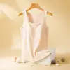 Nuevo Estilo Chaleco de Invierno para Mujer con Cuello Cuadrado Francés y Almohadillas en el Pecho, Color Sólido, Base Acanalada Engrosada, Ropa Interior Cálida