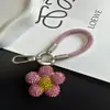 Nuevo Estilo Anillo de Dedo de Malla con Pedrería Lanyard para Teléfono Llavero de Flor Completa con Pedrería Creativo Colgante Accesorio para Bolso de Teléfono
