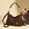 Bolsos de Diseño de Nicho para Mujer, Nuevo Bolso de Hombro Cruzado Retro de Gamuza a la Moda, Versátil Bolsa Tipo Bollo de Gran Capacidad
