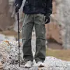 Calças de Trabalho Masculinas para Exterior, Estilo Primavera e Outono, Multi-Bolsos, para Caminhada, Secagem Rápida, Calças Casuais de Corte Reto, Modelo Masculino K8512