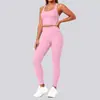 Novo Estilo Transfronteiriço Europeu e Americano Toque Nude Cor Sólida Costas Bonitas Justo Conjunto de Roupa de Yoga Esportes Corrida Fitness Yoga Conjunto de Duas Peças