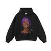 Suéter con capucha estampado de personaje americano de la calle principal, rapero de hip hop, para hombre y mujer, antiguo, oversize, de manga larga