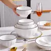 Estilo minimalista, conjunto de cerâmica para casa com relevo, tigelas, pratos, tigelas de sopa, conjunto de louças de cerâmica, tigelas, hashis, tigelas de arroz e combinação de pratos