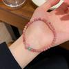 Pulseira doce pequena de pedra Mori Shoushan fresca design simples para mulheres pulseira com pingente de cabaça de lótus rosa atacado