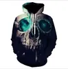 Nuevo Sudadera con Capucha Casual de Impresión Digital 3D de Calavera Tendencia Transfronteriza para Hombre