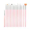 Kit de Canetas para Nail Art com 15 Peças, Canetas para Nail Art com Cabos de Plástico, Pintura, Desenho de Linhas, Cristal, Crisântemo, em Forma de Leque, Ferramentas de Caneta para Nail Art de Fototerapia