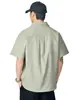 Ropa para Hombre Fengshe / Camisa de manga corta para hombre con cuello de solapa, estilo retro japonés, versátil, casual, chaqueta tipo camisa simple para adolescentes