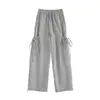 Pantalones de pierna ancha con pajarita versátiles para mujer, Novedad Primavera y Otoño 2026, Pantalones deportivos casuales largos de pierna recta, de cintura alta, adelgazantes