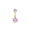 Anillo de Ombligo de Zirconia Redonda de Tres Garras Diente Interno 1.2mm Acero Inoxidable Clavo de Ombligo Joyería para Piercing Corporal Venta al por Mayor Transfronteriza