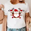 Feliz Navidad, Árbol de Navidad, Papá Noel, Camiseta Holgada de Manga Corta con Cuello Redondo para Mujer Tallas Grandes Venta al por Mayor