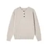 Suéter de Manga Larga Henley para Hombre Otoño/Invierno 2026 - Corte Holgado, Sencillo, Casual, a la Moda y Estilo de Lujo Ligero