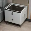 Mesita de Noche Inteligente con Función de Carga para Apartamentos de Alquiler, Gabinete de Mesita de Noche Minimalista Estilo Italiano, Gabinete de Almacenamiento de Mesita de Noche para Hotel y Alojamiento, Completamente Ensamblado