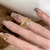 Anillo cuadrado de circón de azúcar cepillado vintage medieval para mujer, anillo abierto de lujo ligero de alta gama, nicho