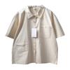 Vestido de Verão 2025 Pequeno Fresco Algodão Camisa de Manga Curta Estilo Literário Feminino Camisa Pequena Solta Estilo Preguiçoso