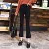 Calça jeans boca de sino preta para mulheres, corte solto, cintura alta, coleção primavera/verão 2026, tamanho petite 150cm, comprimento cropped, tecido fino