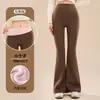 Pantalones de Yoga Micro Acampanados Forrados de Polar para Mujer, Ropa de Abrigo, Novedad Otoño/Invierno 2026 Cintura Alta Control de Abdomen Extra Largos para Personas Altas Pantalones Acampanados Tiburón