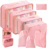 Conjunto de Armazenamento para Viagem Amazon Bolsa de Armazenamento para Viagem Conjunto de Oito Peças Bolsa de Armazenamento para Organização de Roupas de Viagem