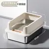 Bandeja para gatos de acero inoxidable semi-cerrada extragrande, inodoro para gatos con valla alta anti-salpicaduras, suministros para mascotas al por mayor