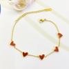 Pulseira Joia Europeia e Americana Transfronteiriça Mais Vendida Moda Simples Acessível Luxo Versátil Aço Inoxidável Banhado a Ouro 18K Madrepérola Branca Coração de Pêssego Ouro