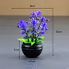 Planta Verde Simulada Flor de Eucalipto en Maceta Decoración para Sala de Estar del Hogar Plástico Pequeño Bonsái Hoja de Dinero Flores Artificiales Plantas Adornos