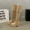 Nuevas botas de montar para mujer con suela gruesa 101.3kg estilo británico tacón grueso hasta la rodilla botas largas con hebilla de cinturón para primavera y otoño
