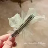 Pinza para el Cabello con Lazo de Organza Verde Menta y Perlas, con un Toque Elegante y de Alta Gama, Pinza de Cocodrilo Versátil y Elegante para la Parte Trasera de la Cabeza