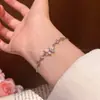 Pulseira Borboleta Exquisita com Zircônia Microincrustada Estilo Coreano para Mulheres Design de Nicho de Alta Qualidade Pulseira de Puxar Joia de Mão de Celebridade da Internet