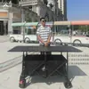 Carrito de puesto móvil con tablero grande, altura ajustable, plegable, carrito portátil para snacks al aire libre, carrito de camping, carrito empujado a mano