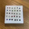 Aretes de Tachuela Cuadrados de Cristal de Vidrio y Resina de Plástico de Moda Estilo Coreano