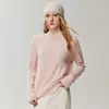 Bai Cai Rong 100% cachemira 2026 nuevo suéter de punto suelto de cuello alto medio, estilo simple para mujer, casual
