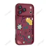 Retro pintado a mano, diseño floral minimalista, funda de teléfono con ventana grande para iPhone 18pm, disponible en varios colores, suministro transfronterizo