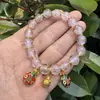 Pulseira de lembrança de viagem estilo étnico, pulseira do Deus da Riqueza Amarelo de vidro de areia dourada, pulseira de vidro de cinza de incenso de caqui para realizar desejos