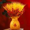 Orelha de trigo dourado Artificial Fake Flower Sala de estar Mesa de jantar Flores secas Decoração de vaso de buquê de flores para decoração de abertura de casamento de inauguração de casa