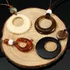 Estilo Étnico Círculo Marrón Grande Collar de Resina Cadena de Suéter Retro Estilo Zen Sudadera Larga Accesorios de Otoño e Invierno