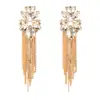 Pendientes Florales Europeos y Americanos Nuevos con Borlas, Retro Elegantes, Pendientes de Cadena Exagerados Incrustados de Diamantes, Pendientes de Moda Elegantes Estilo Callejero