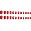Producto de Comercio Exterior Más Vendido: Arte de Uñas Sencillo de Color Sólido, Uñas Postizas Rojas Brillantes Elegantes, Juego de 24 Piezas de Puntas de Uñas Postizas