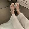 Sandalias de Anillo para Dedo del Pie con Pedrería de Hada Estilo Francés de Alta Gama para Mujer, Verano 2026 Uso al Aire Libre Estilo de Noche Sandalias de Tacón Grueso