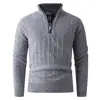 Suéter pullover de punto casual Amazon otoño e invierno, estilo europeo y americano, con media cremallera y cuello alto, forrado de felpa y engrosado, para jóvenes adultos