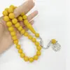 Cuentas de Oración Árabes 33 Piezas Resina Imitación Cera de Abeja Cuentas de Oración Hechas a Mano Cuentas de Oración de Baquelita Pulsera con Colgante de Metal