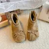Botines Cortos de Terciopelo para Niñas Botas tipo Martin de una Sola Capa para Niños 2026 Nuevo Estilo de Otoño Botas Hinchadas con Lazo para Niñas Botas Individuales