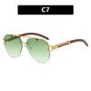 Gafas de sol Kedun con estampado de leopardo y patillas de veta de madera, doble puente, sin montura, con bordes cortados, gafas de sol de moda europea y americana