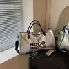 Bolsa Deportiva para Gimnasio con Letra Personalizada, Bolso de Yoga de Moda de Cuero PU de Gran Capacidad, Bolsa de Viaje Casual Estilo Coreano Unisex