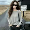 Top de malha assimétrico de um ombro estilo francês, com design falso de duas peças, perfeito para o outono, com um estilo retrô e versátil que exala uma vibe chique e elegante