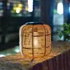 Luz Solar de Jardim Externa Lanterna de Rattan Bambu Lanternas Chinesas Retrô Penduradas Decoração de Varanda Luz Noturna de Ambiente