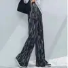 Tamanho Grande 200 Jin Tie-Dye Seda Gelo Calças de Perna Larga Femininas Verão Finas Cintura Alta Emagrecimento Versátil Casual Calças Drapeadas Modernas